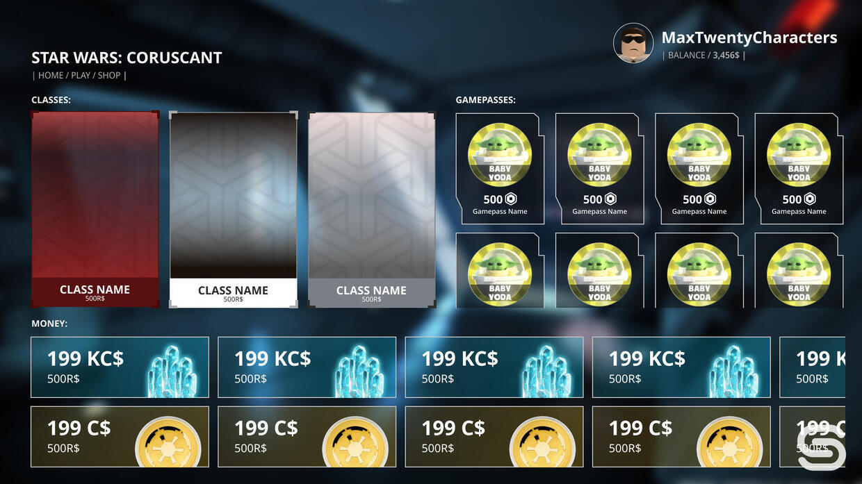 Roblox Star Wars Shop Ui