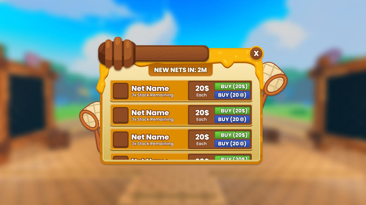 ROBLOX Catch a Bee Roblox Game UI User Interface Design